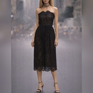 Victor Costa Neiman Marcus Vintage 80s Black Lace Cocktail Formal Party Dress 6